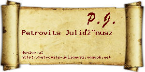 Petrovits Juliánusz névjegykártya